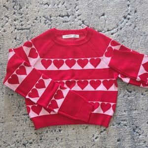 Red and Pink Heart Cropped Sweater
